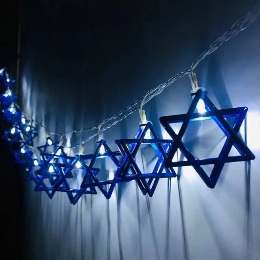 Hanukkah Star of David String Lights | Metal Frame | PriceLows™