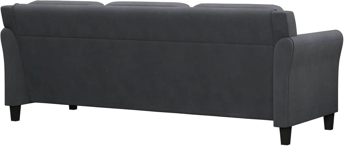 Harrington Grey Sofa Button Tufted Rolled Arm With Plush Cushions from PriceLows™