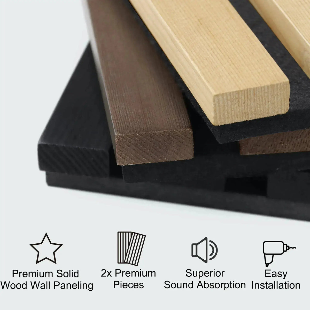 Acoustic Wood Wall Panels | Solid Wood | Slat Design | 2 Panels