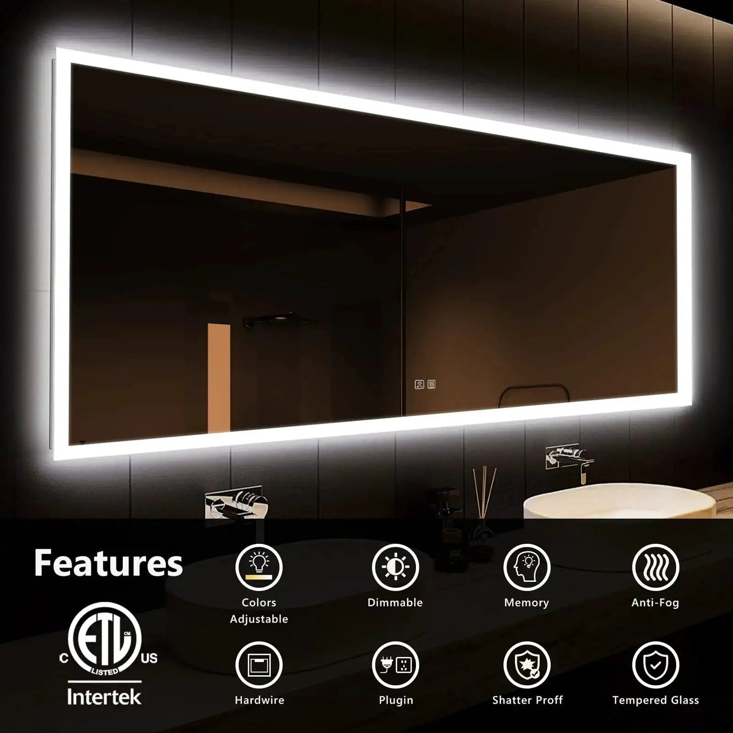 Hausvita Deluxe Edge Glow LED Bathroom Mirror from PriceLows™