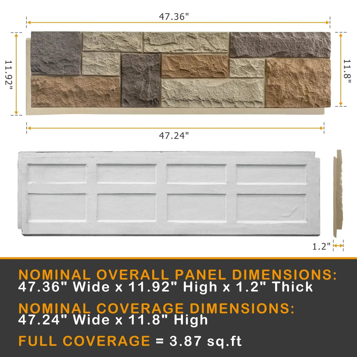 Hausvita Faux Stone Wall Siding Panel, PU Stone Veneer Exterior, 46.46" x 13" from PriceLows™
