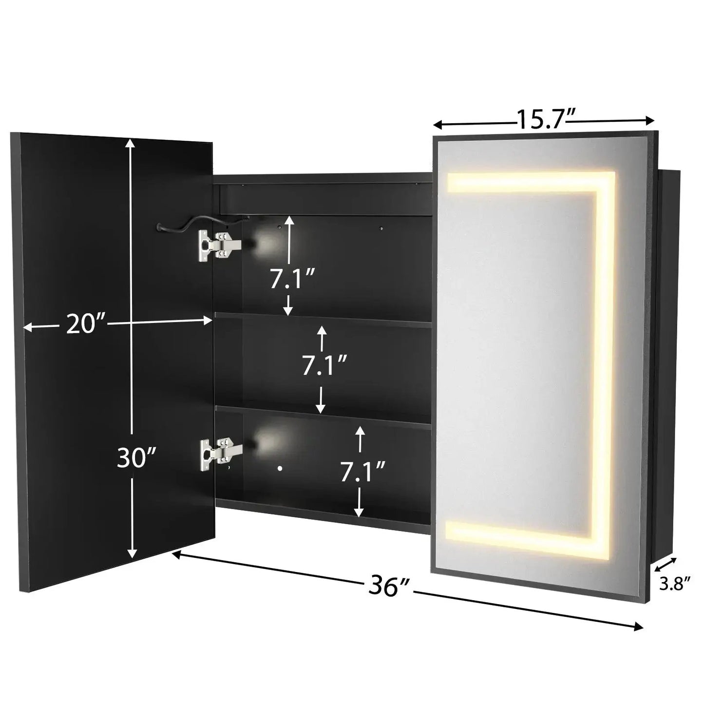 Hausvita Framed Recessed LED Light Bathroom Medicine Cabinet -medium from PriceLows™