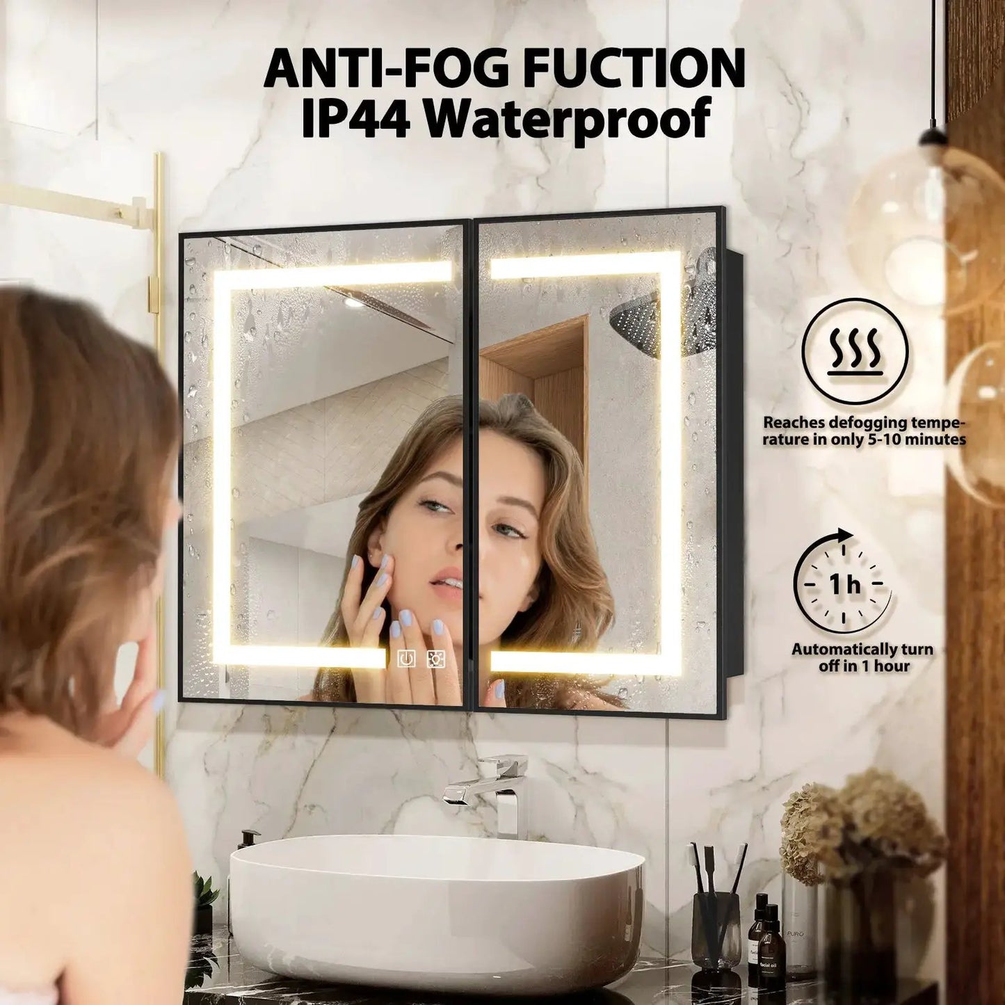 Hausvita Framed Recessed LED Light Bathroom Medicine Cabinet -medium from PriceLows™