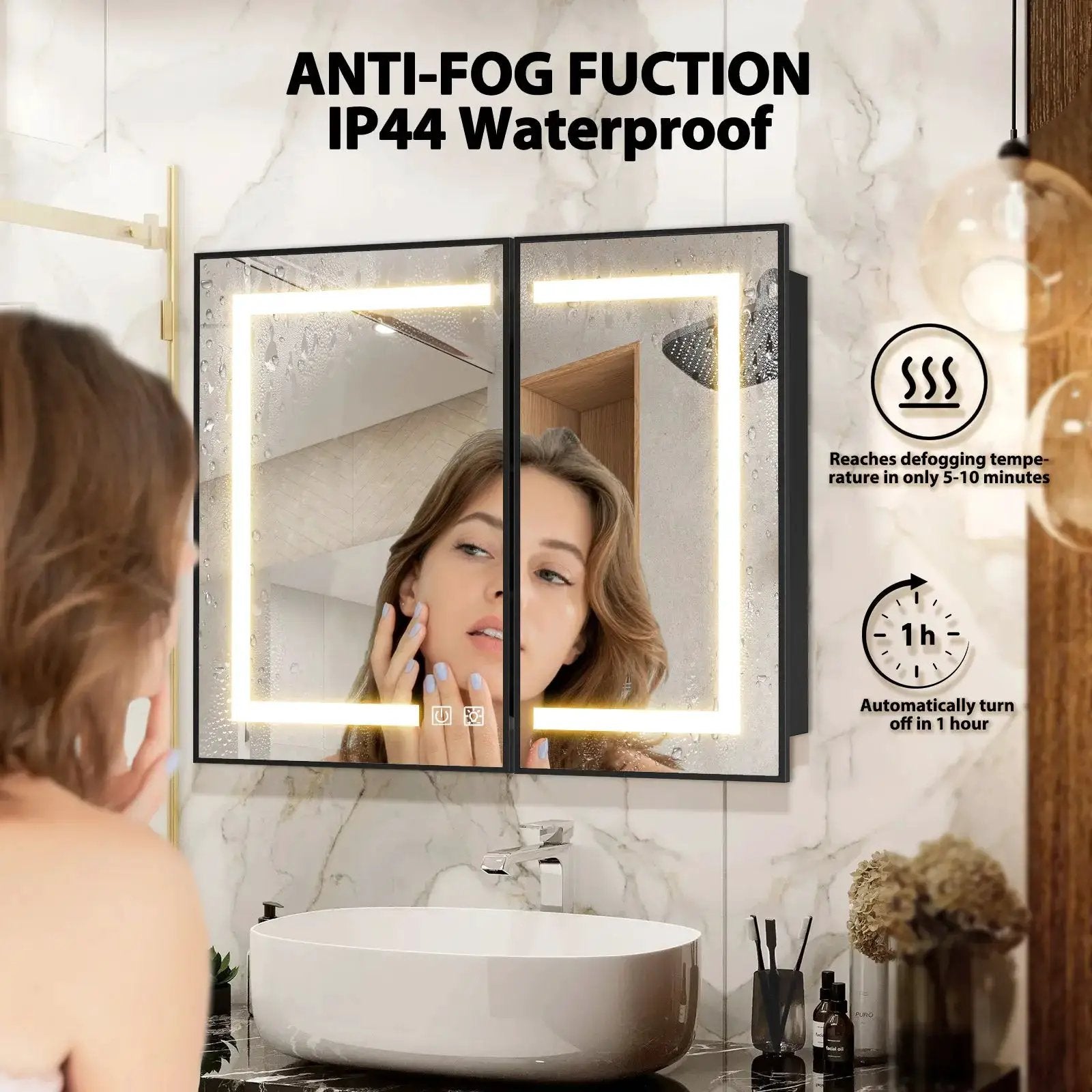 Hausvita Framed Recessed LED Light Bathroom Medicine Cabinet -medium from PriceLows™