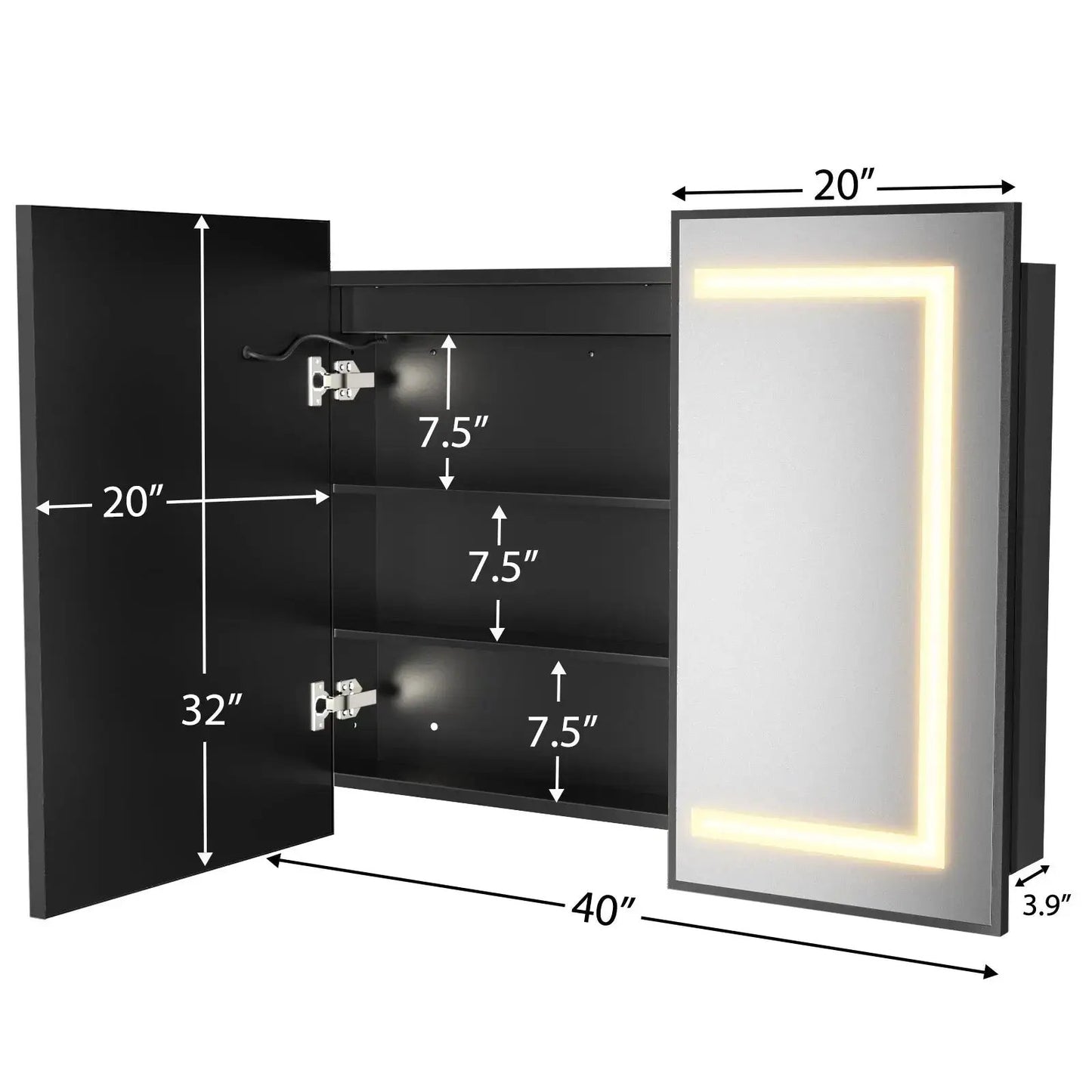 Hausvita Framed Recessed LED Light Bathroom Medicine Cabinet -medium from PriceLows™