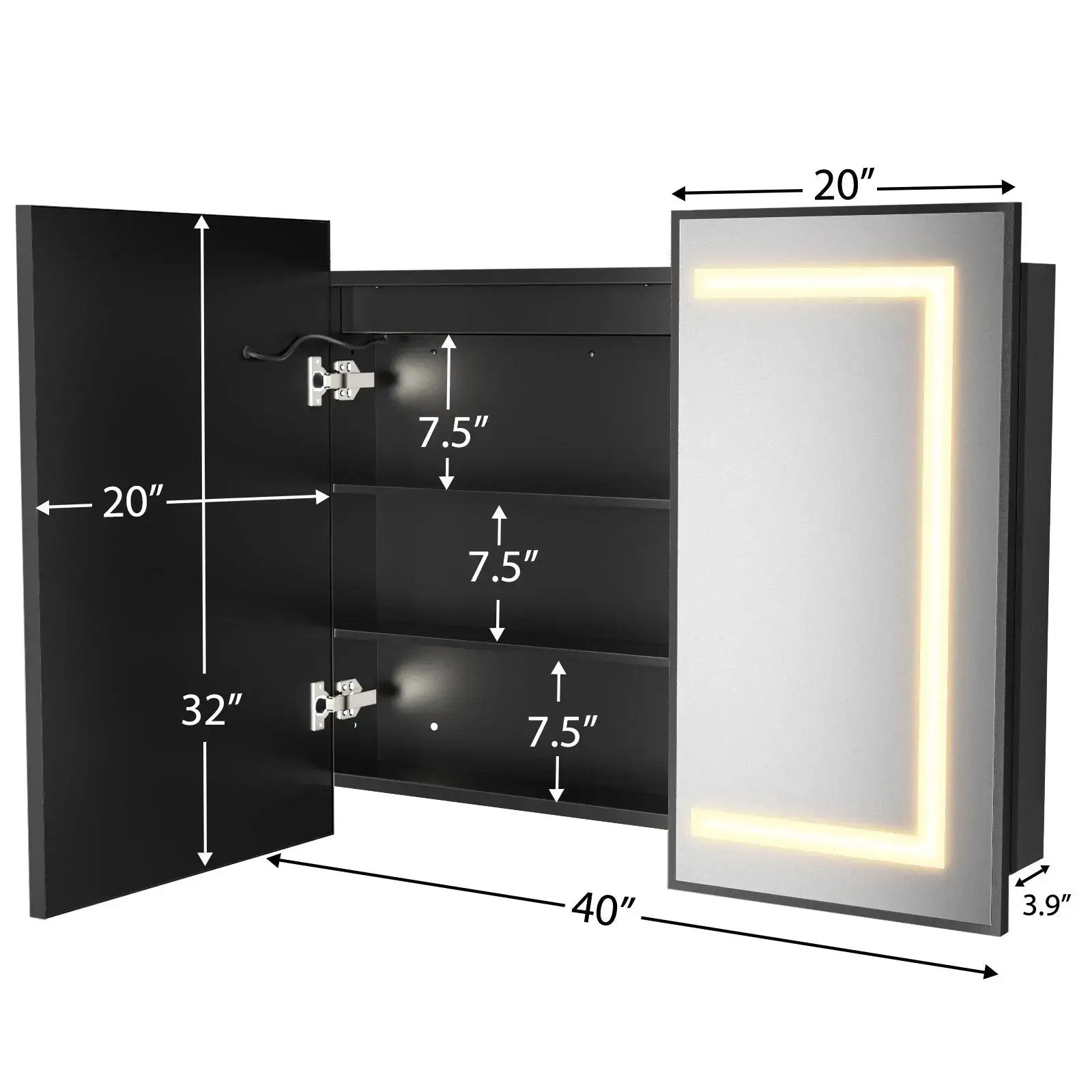 Hausvita Framed Recessed LED Light Bathroom Medicine Cabinet -medium from PriceLows™