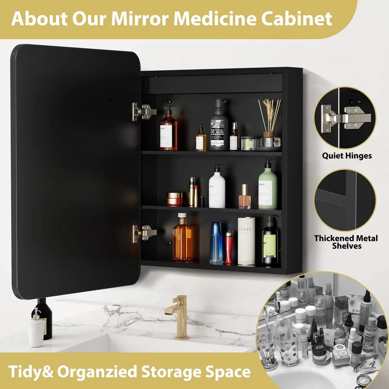 Hausvita Framed Recessed LED Light Bathroom Medicine Cabinet -small from PriceLows™