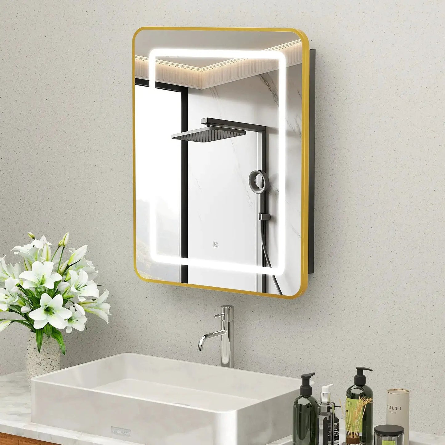 Hausvita Framed Recessed LED Light Bathroom Medicine Cabinet -small from PriceLows™