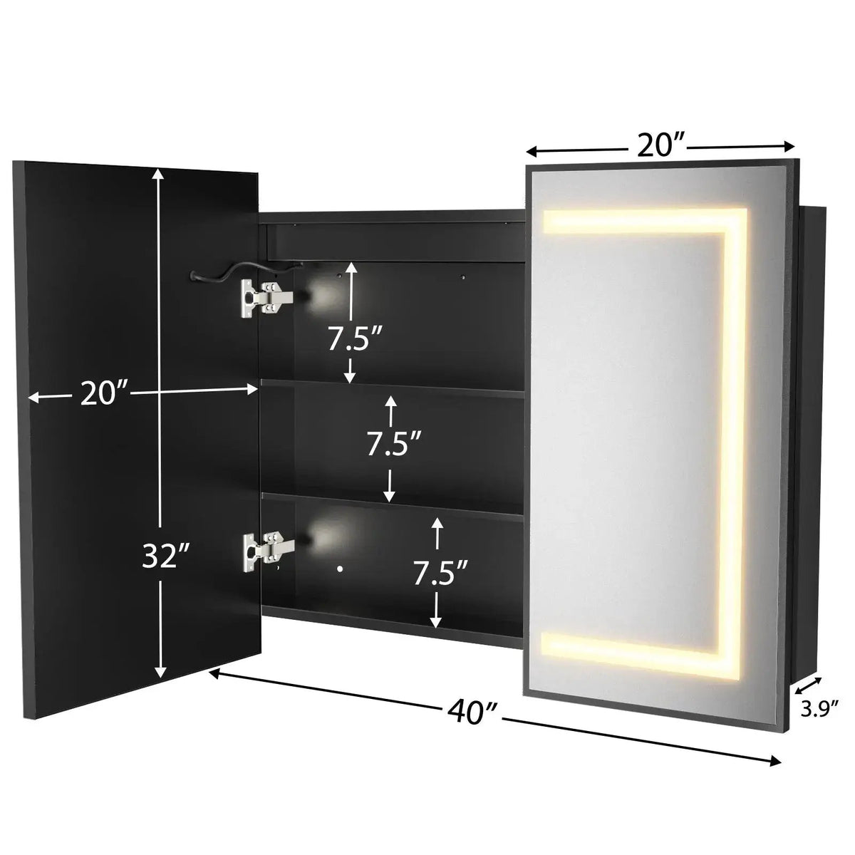 Hausvita Framed Recessed LED Light Bathroom Medicine Cabinet -medium from PriceLows™