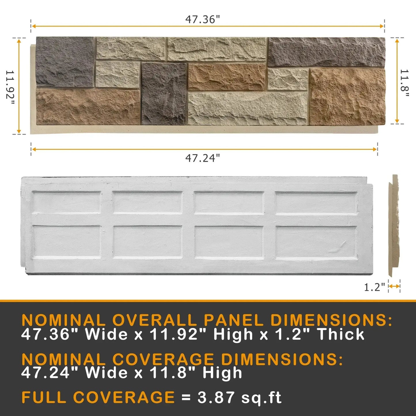 Hausvita Faux Stone Wall Siding Panel, PU Stone Veneer Exterior, 46.46" x 13" from PriceLows™