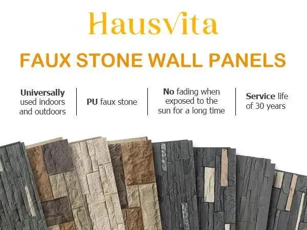 Hausvita Faux Stone Wall Siding Panel, PU Stone Veneer Exterior, 46.46" x 13" from PriceLows™