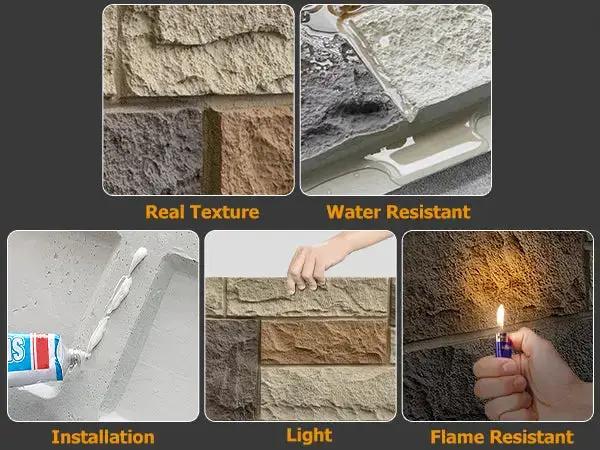 Hausvita Faux Stone Wall Siding Panel, PU Stone Veneer Exterior, 46.46" x 13" from PriceLows™