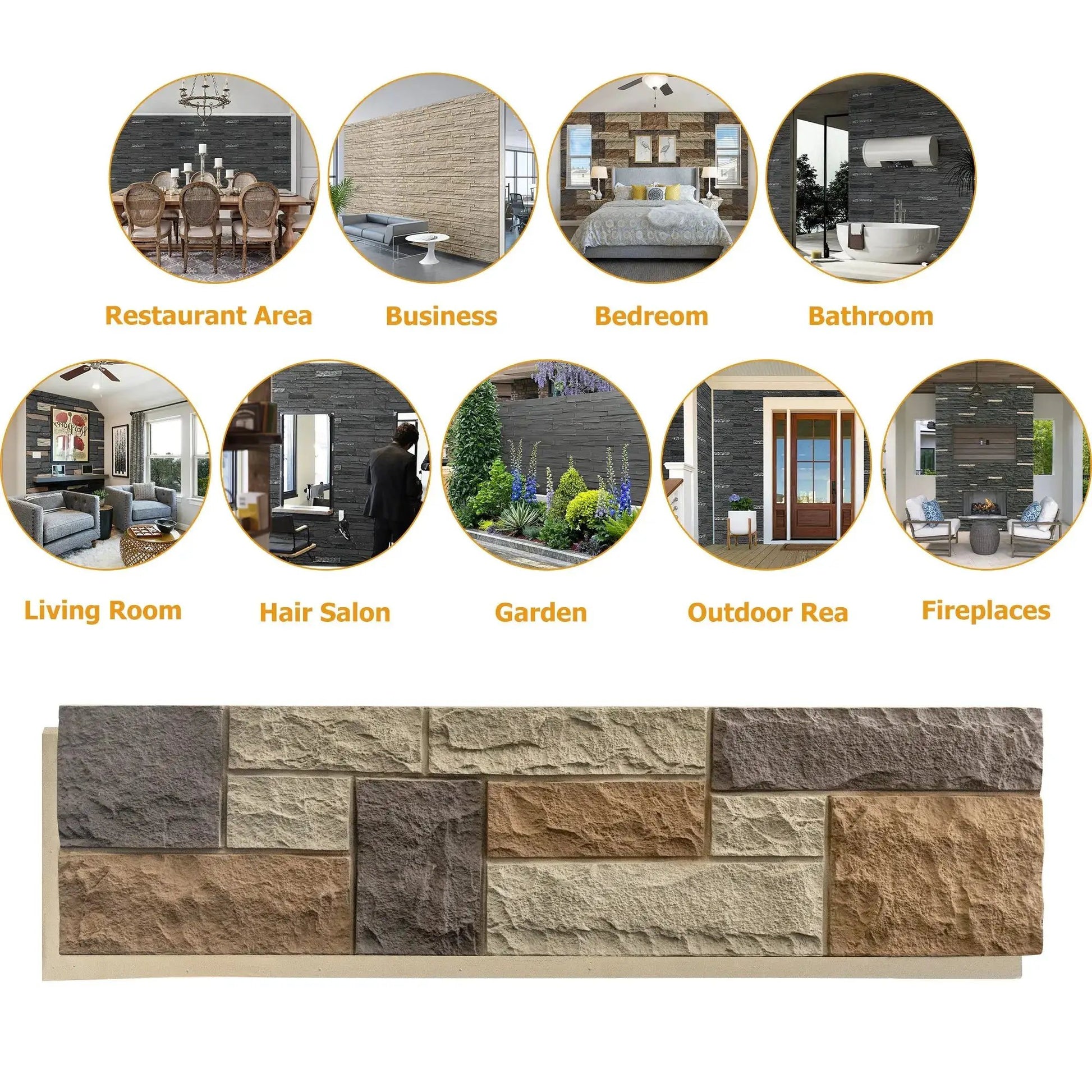 Hausvita Faux Stone Wall Siding Panel, PU Stone Veneer Exterior, 46.46" x 13" from PriceLows™