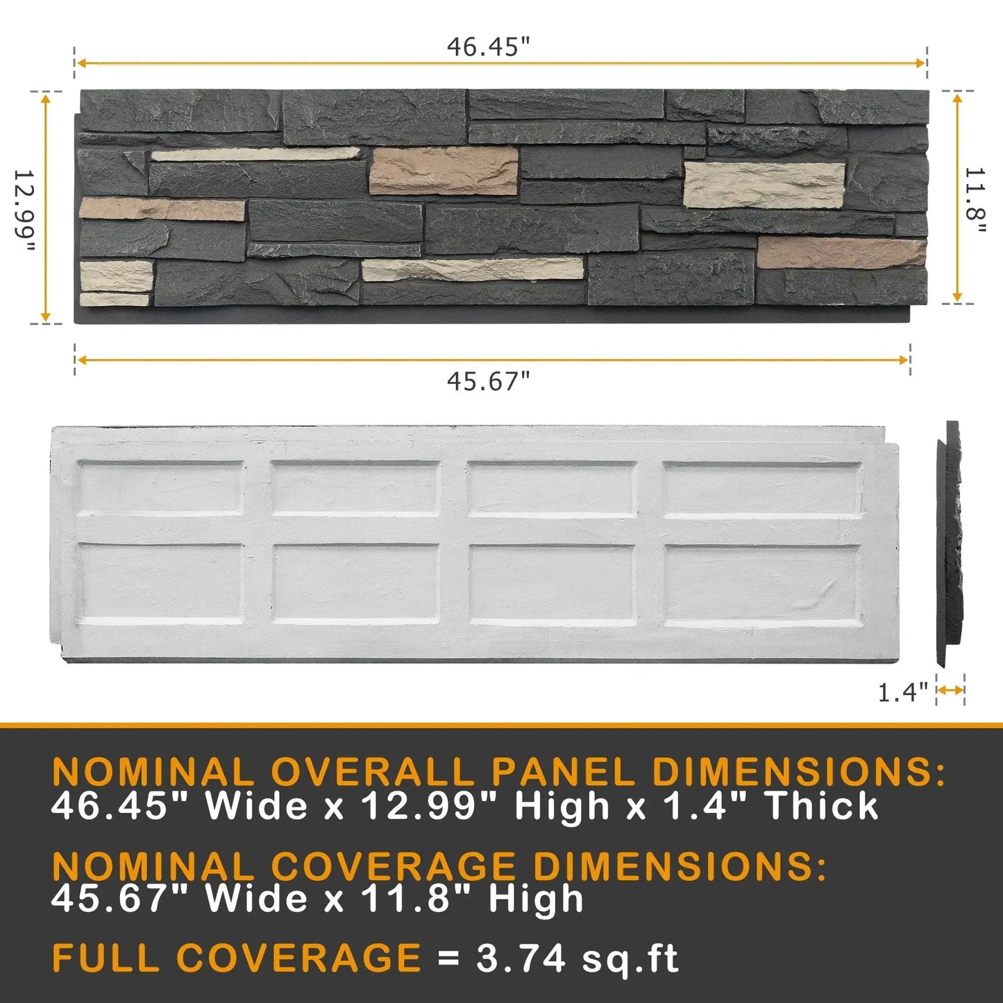 Hausvita Faux Stone Wall Siding Panel, PU Stone Veneer Exterior, 46.46" x 13" from PriceLows™