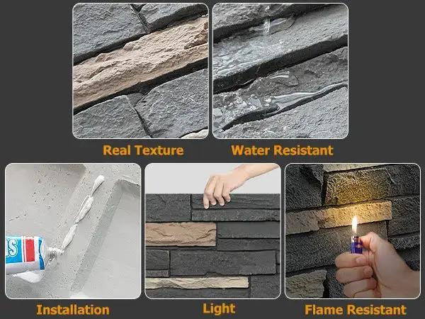 Hausvita Faux Stone Wall Siding Panel, PU Stone Veneer Exterior, 46.46" x 13" from PriceLows™