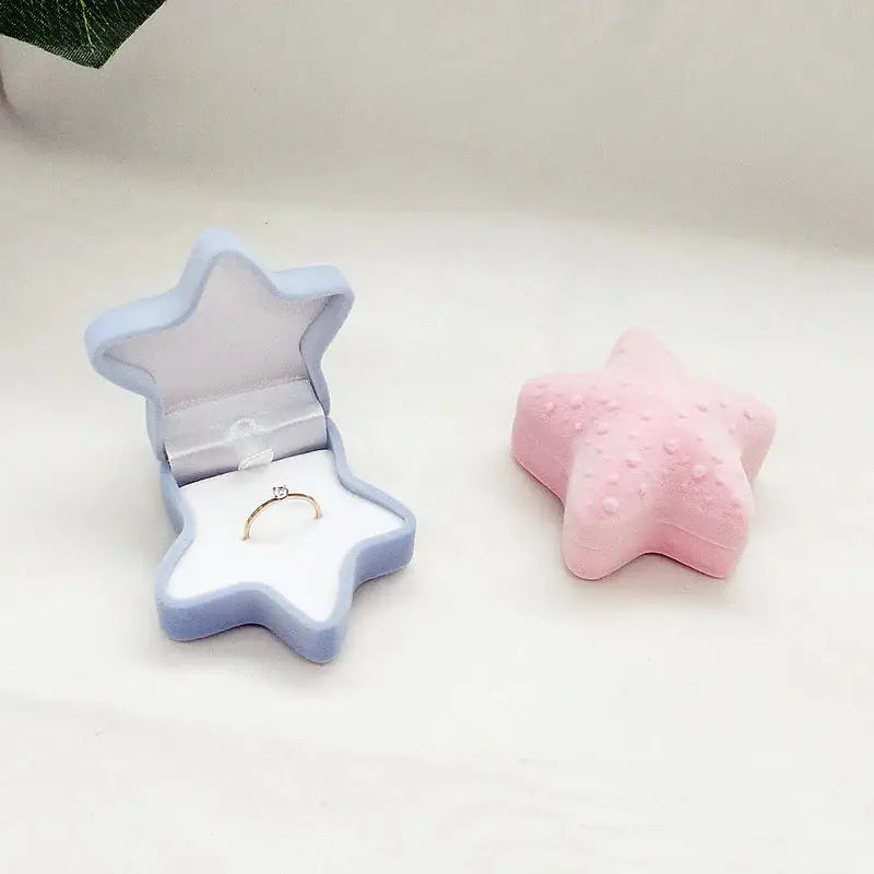 Flock Suede Velvet Flip Child Kid Necklace Earring Stud Finger Ring Exquisite Shell Starfish Crown Jewelry Box Jewel Case from PriceLows™