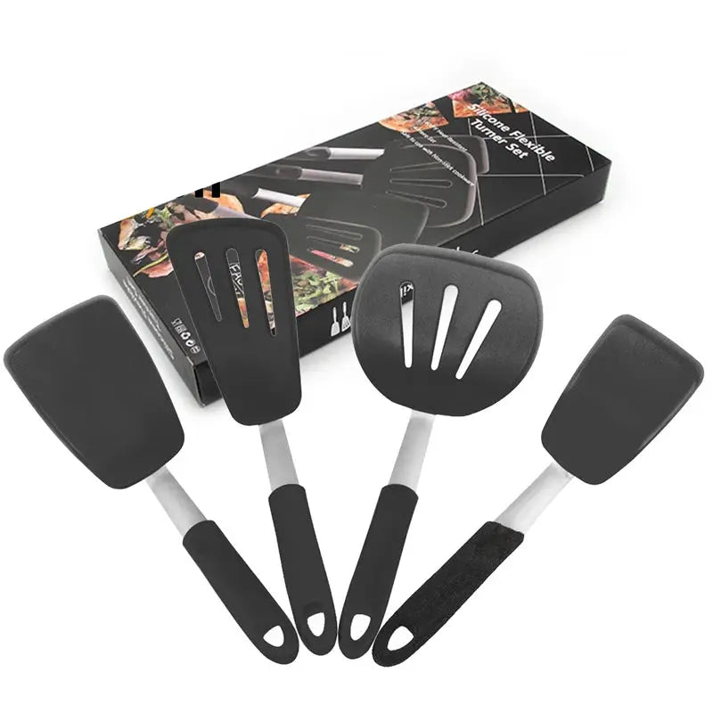 LMETJMA Silicone Turner Spatula Set Heat Resistant Extra Large Wide Flexible Spatulas Rubber Turners Cooking Utensils Set KC0144 from PriceLows™