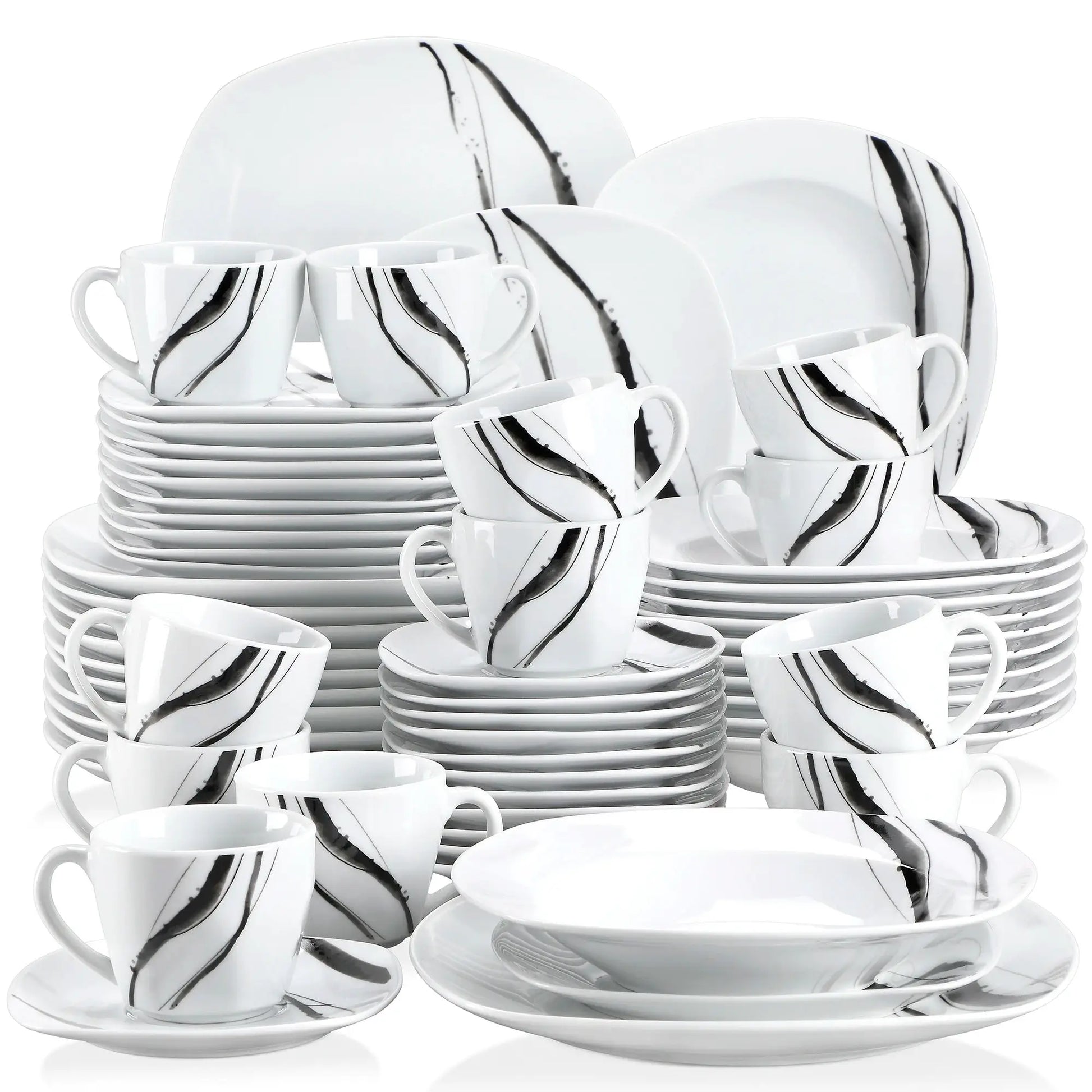 VEWEET TERESA 30/60-Piece Porcelain China Ceramic Dinner Set with Cups Saucers Dessert Plates Soup Plates Dinner Plates Set from PriceLows™
