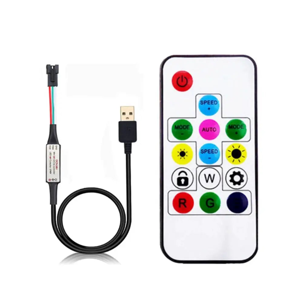 WS2811 WS2812B Led Pixels Strip Light Controller WS2812 USB/DC MINI 3Keys RF 14/17/21Keys Led Tape Remote Controller DC5-24V from PriceLows™