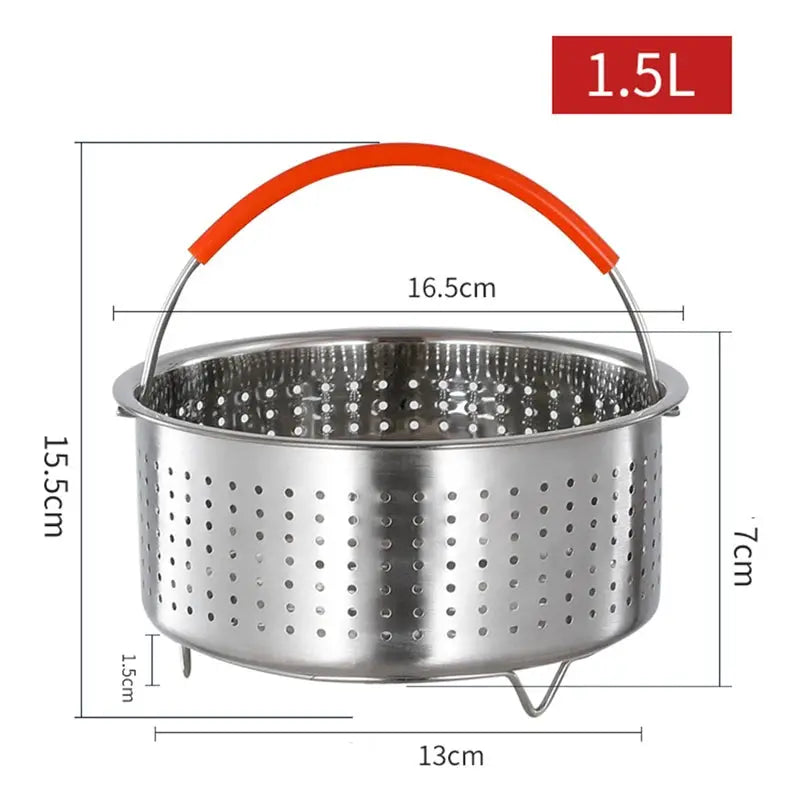 Stainless Steel Steamer Basket | 304 Grade | Silicone Covered Handle | 1.5L-8L