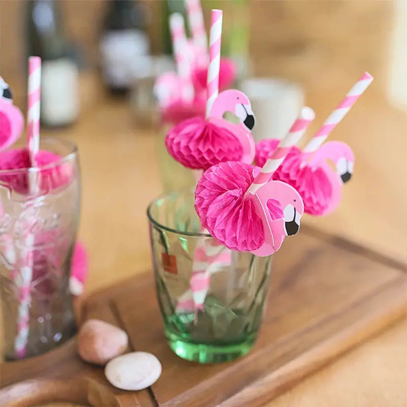 Flamingo Paper Straws | Jungle Pattern | 10 And 20 Pack