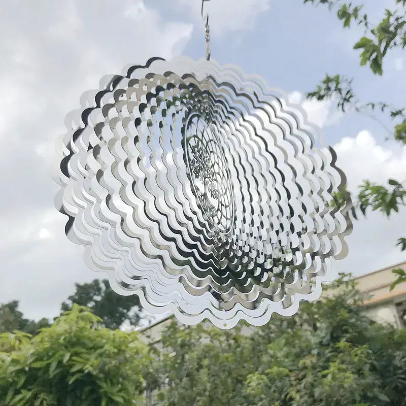 Heart Square Drop Shape Stainless Steel 3D Rotating Wind Spinner Chime Metal Decor Home Garden Decoration Outdoor Indoor Rooms from PriceLows™