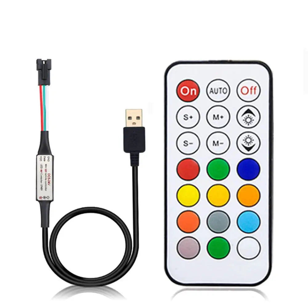 WS2811 WS2812B Led Pixels Strip Light Controller WS2812 USB/DC MINI 3Keys RF 14/17/21Keys Led Tape Remote Controller DC5-24V from PriceLows™