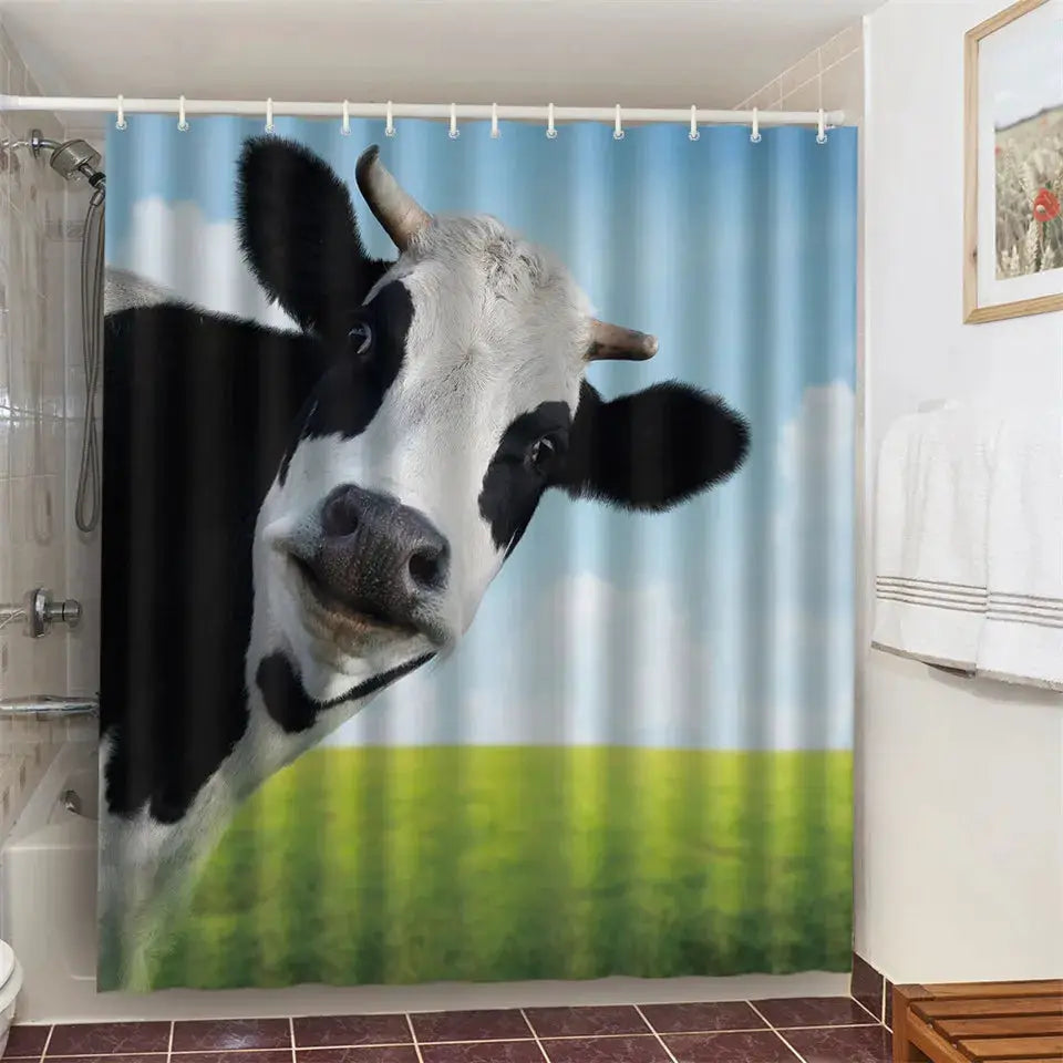 Cat Brushing Teeth Shower Curtain Bathroom Product Waterproof Durable Polyester Fabric Room Decoration cortinas With 12pcs Hooks from PriceLows™