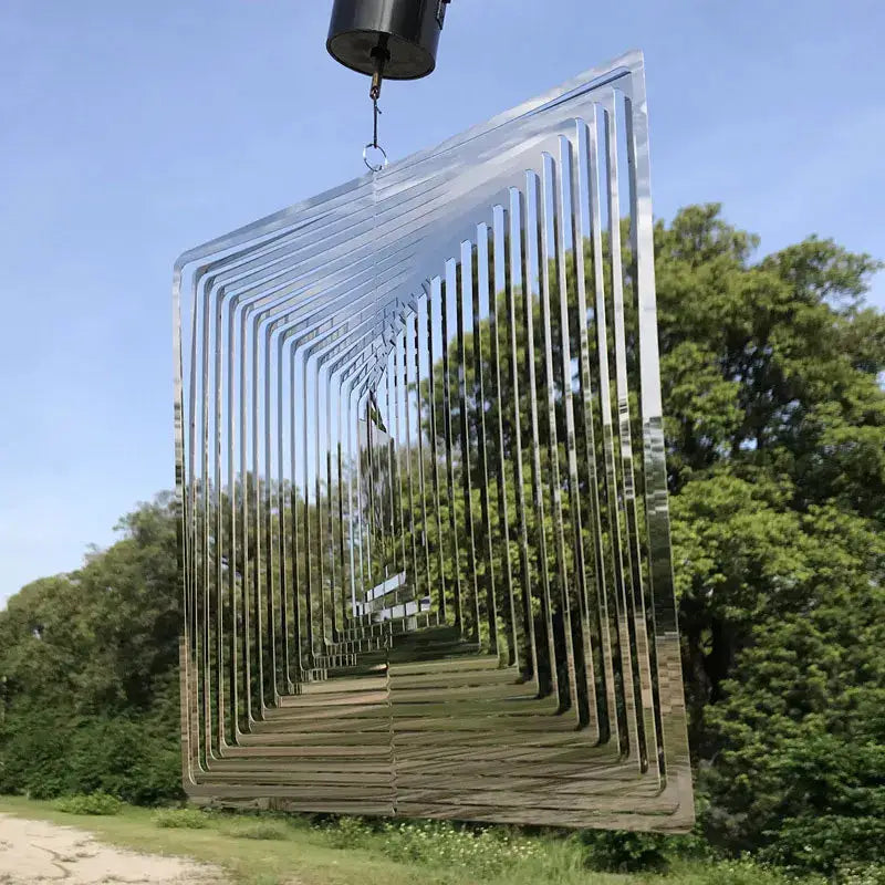 Heart Square Drop Shape Stainless Steel 3D Rotating Wind Spinner Chime Metal Decor Home Garden Decoration Outdoor Indoor Rooms from PriceLows™