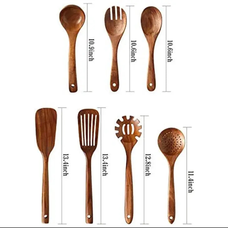 1-9Pcs/set Wooden Kitchen Utensils Set, Wooden Spoons for Cooking, Utensils,Natural Teak Wooden Spoons For Non-stick Pan Gift from PriceLows™