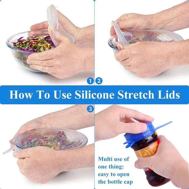 Silicone Stretch Lids | Food Grade | Universal Size | 6 To 12 Piece Set