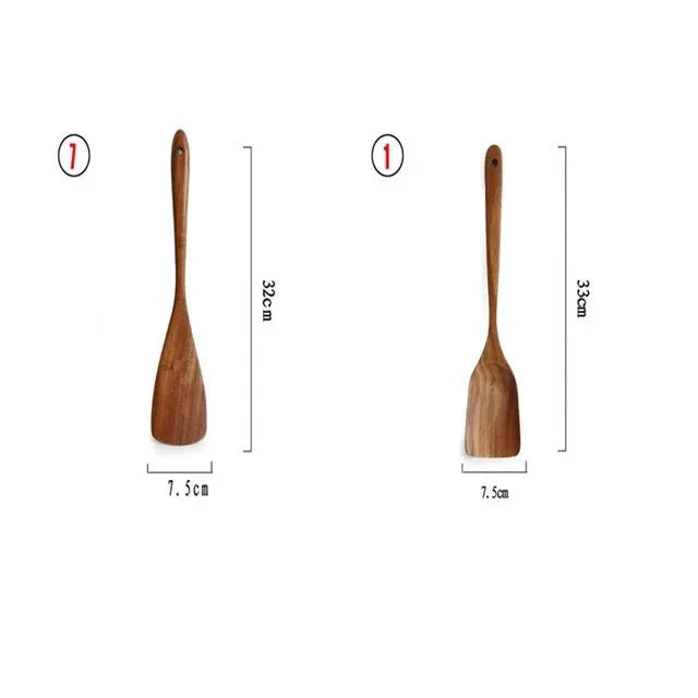 1-9Pcs/set Wooden Kitchen Utensils Set, Wooden Spoons for Cooking, Utensils,Natural Teak Wooden Spoons For Non-stick Pan Gift from PriceLows™