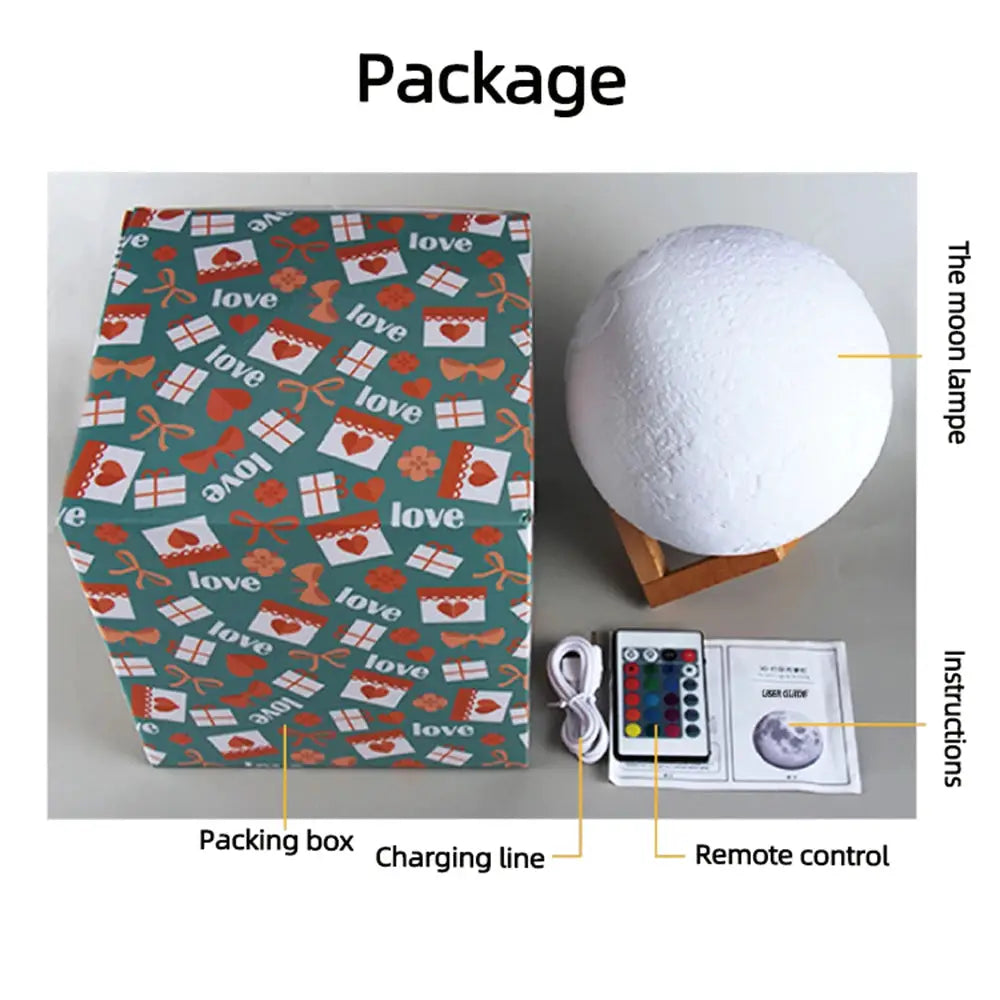 Moon Lamp Night Light | PLA Body | USB Rechargeable Night Light
