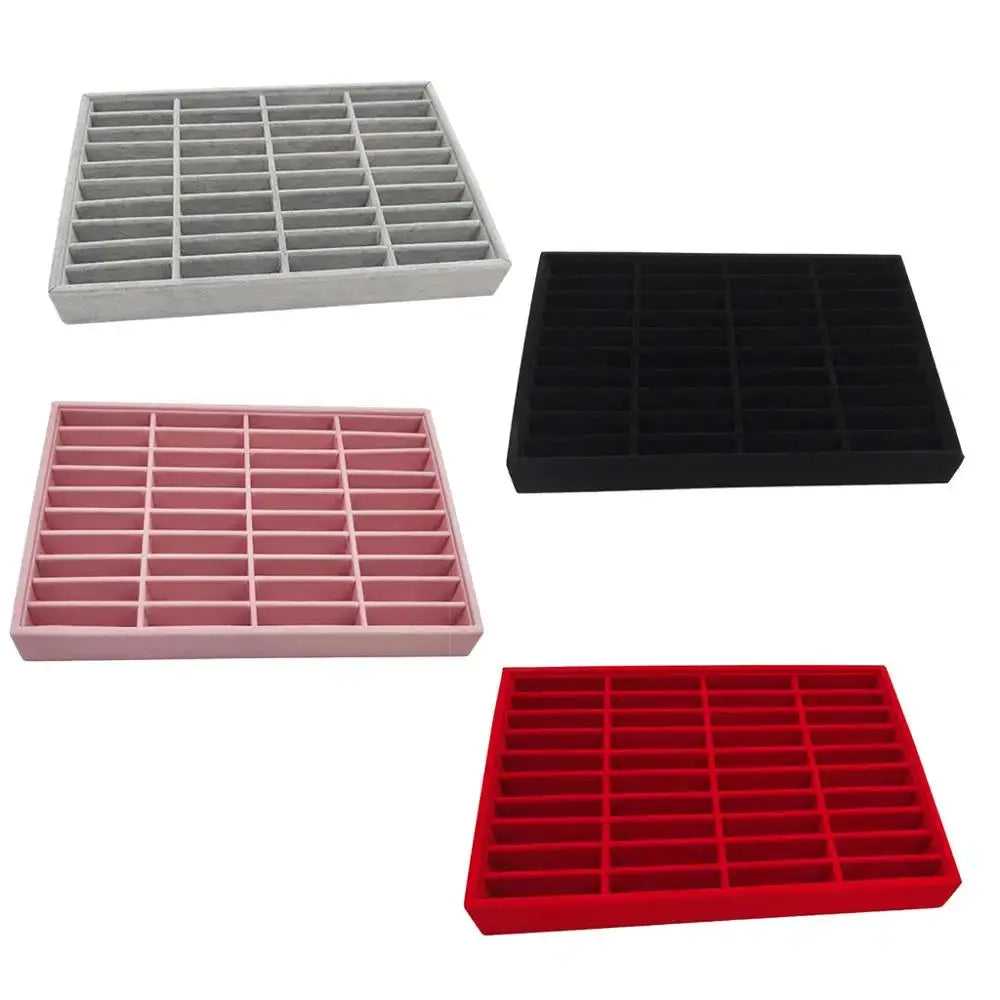 Ring Holder Box 54 Grids Clear Glass Lid Showcase 40 Slots Jewelry Organizer Jewelry Box for Earrings Necklaces Bracelets from PriceLows™