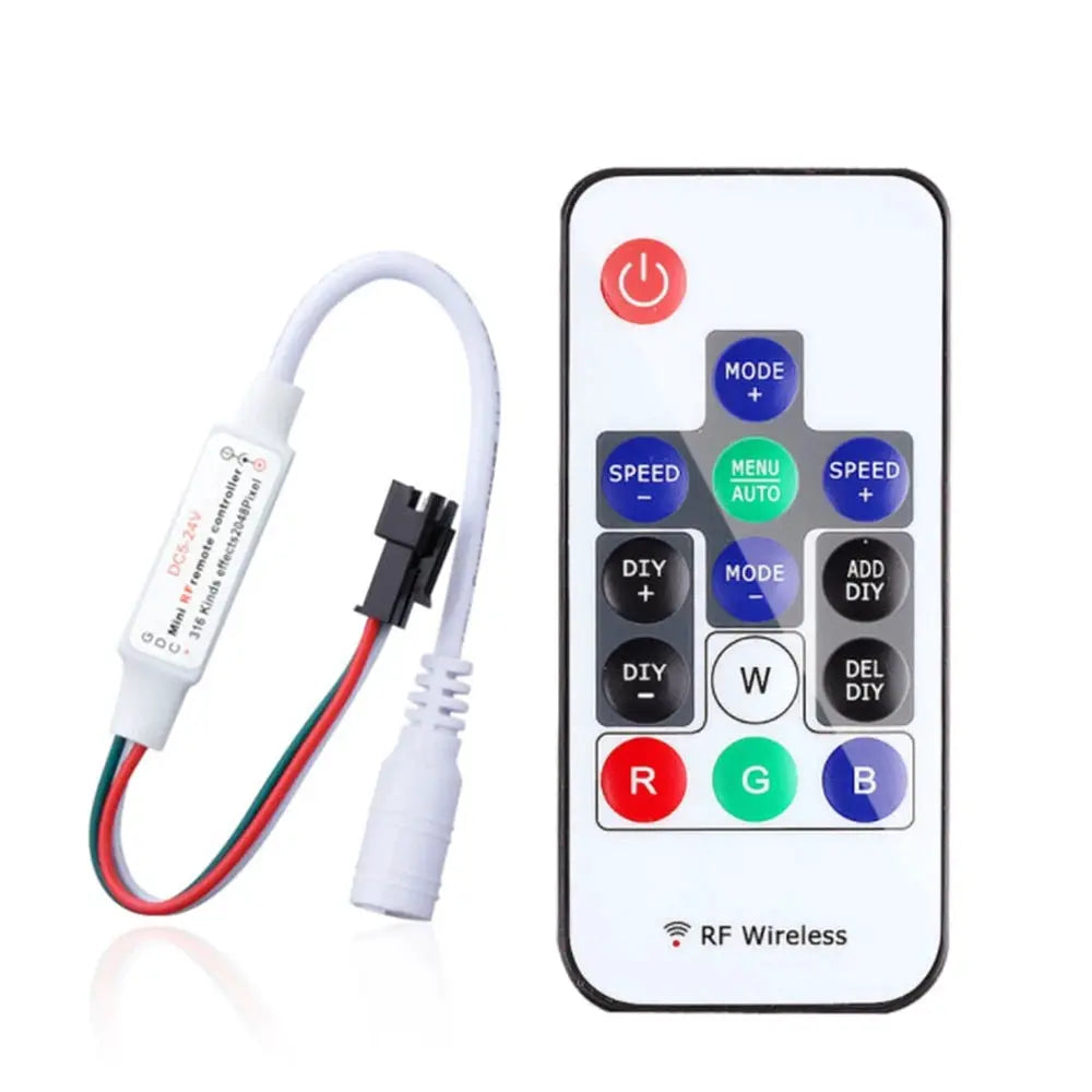 WS2811 WS2812B Led Pixels Strip Light Controller WS2812 USB/DC MINI 3Keys RF 14/17/21Keys Led Tape Remote Controller DC5-24V from PriceLows™
