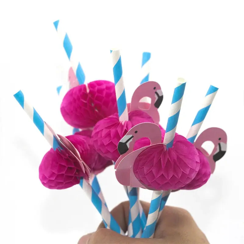Flamingo Paper Straws | Jungle Pattern | 10 And 20 Pack
