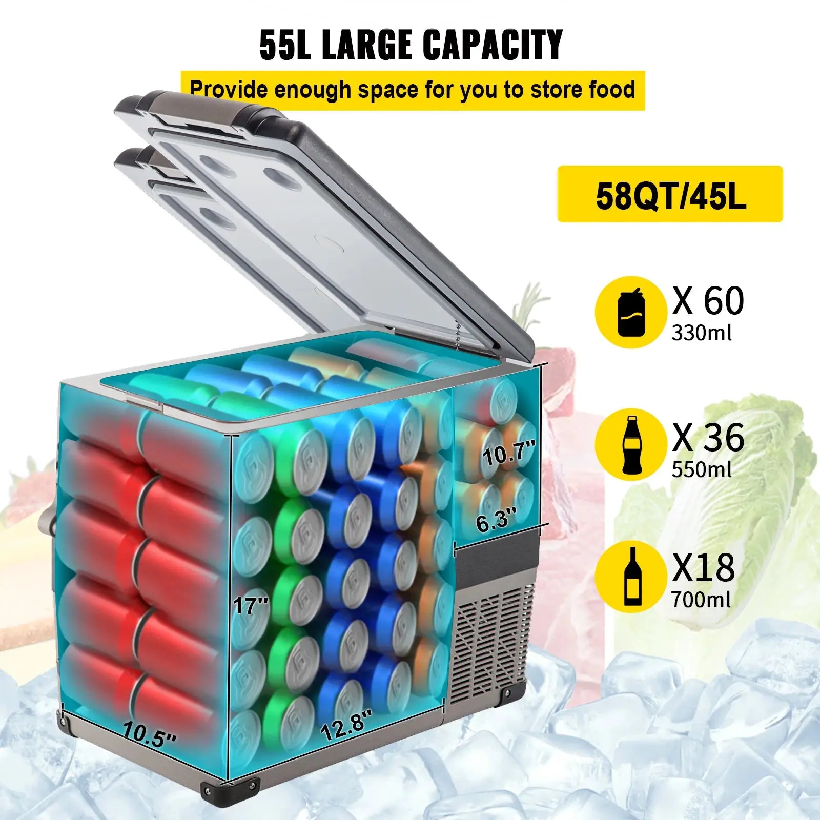 SucceBuy 20L 22L 35L 45L 55L Car Refrigerator Mini Fridge Freezer Portable Compressor Cooler DC 110-240V Ice Box for Camping from PriceLows™