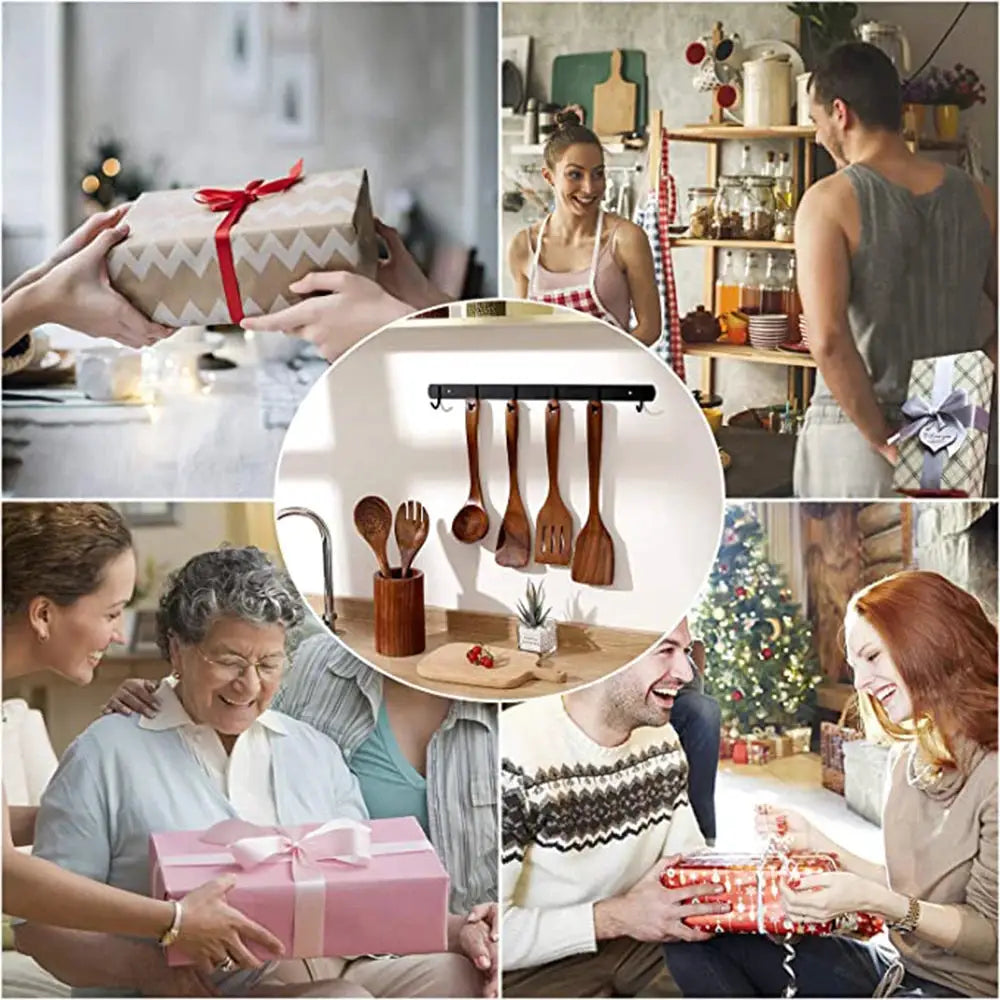 1-9Pcs/set Wooden Kitchen Utensils Set, Wooden Spoons for Cooking, Utensils,Natural Teak Wooden Spoons For Non-stick Pan Gift from PriceLows™