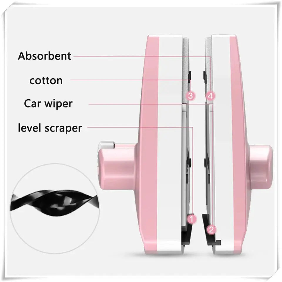Magnetic Window Cleaner | Auto Water Discharge | Dual Layer Wiper | Home Use