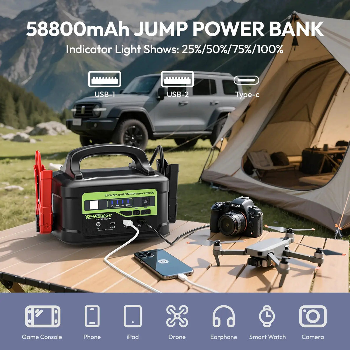 Heavy Duty Jump Starter | 6000A Peak 58800mAh | PriceLows™