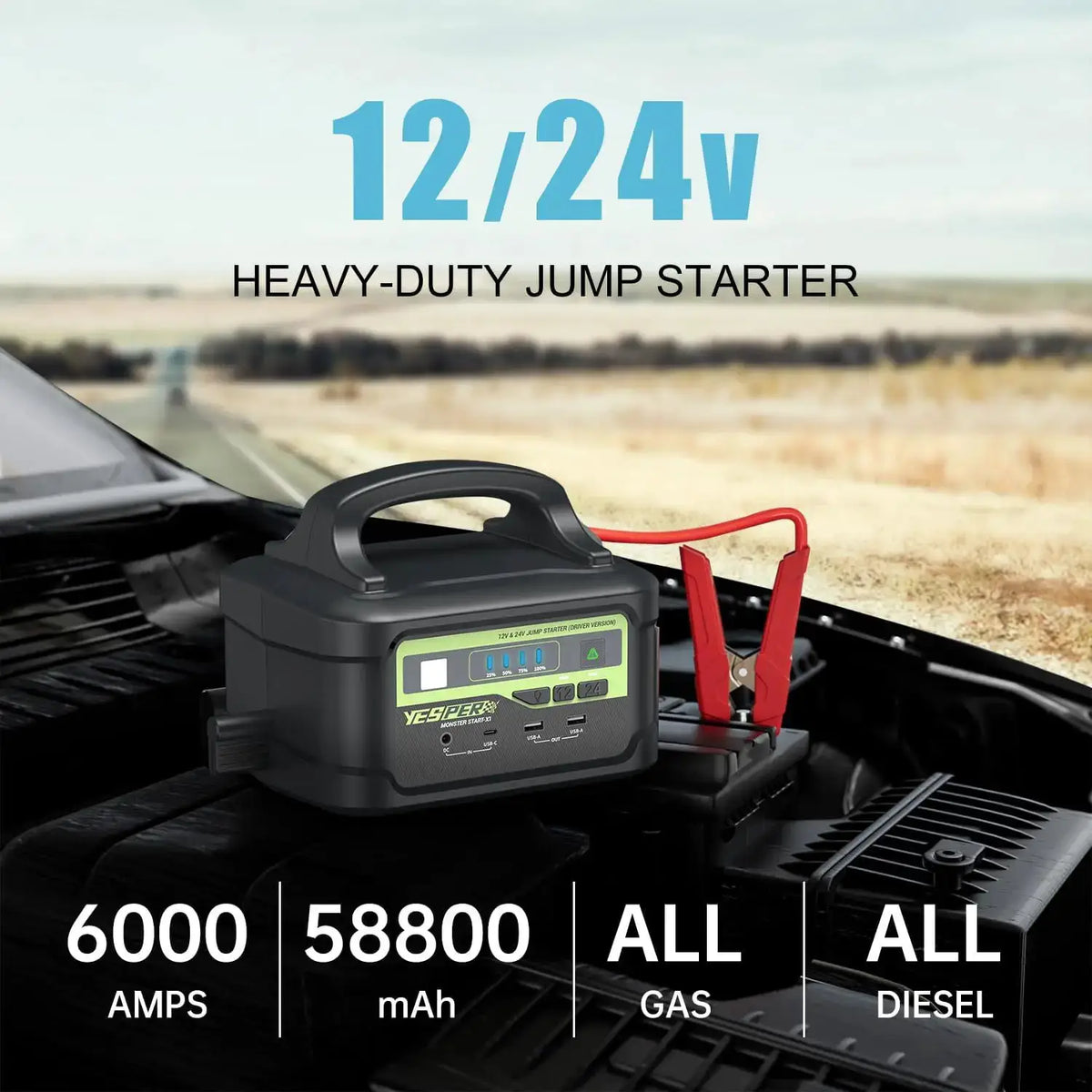 Heavy Duty Jump Starter | 6000A Peak 58800mAh | PriceLows™