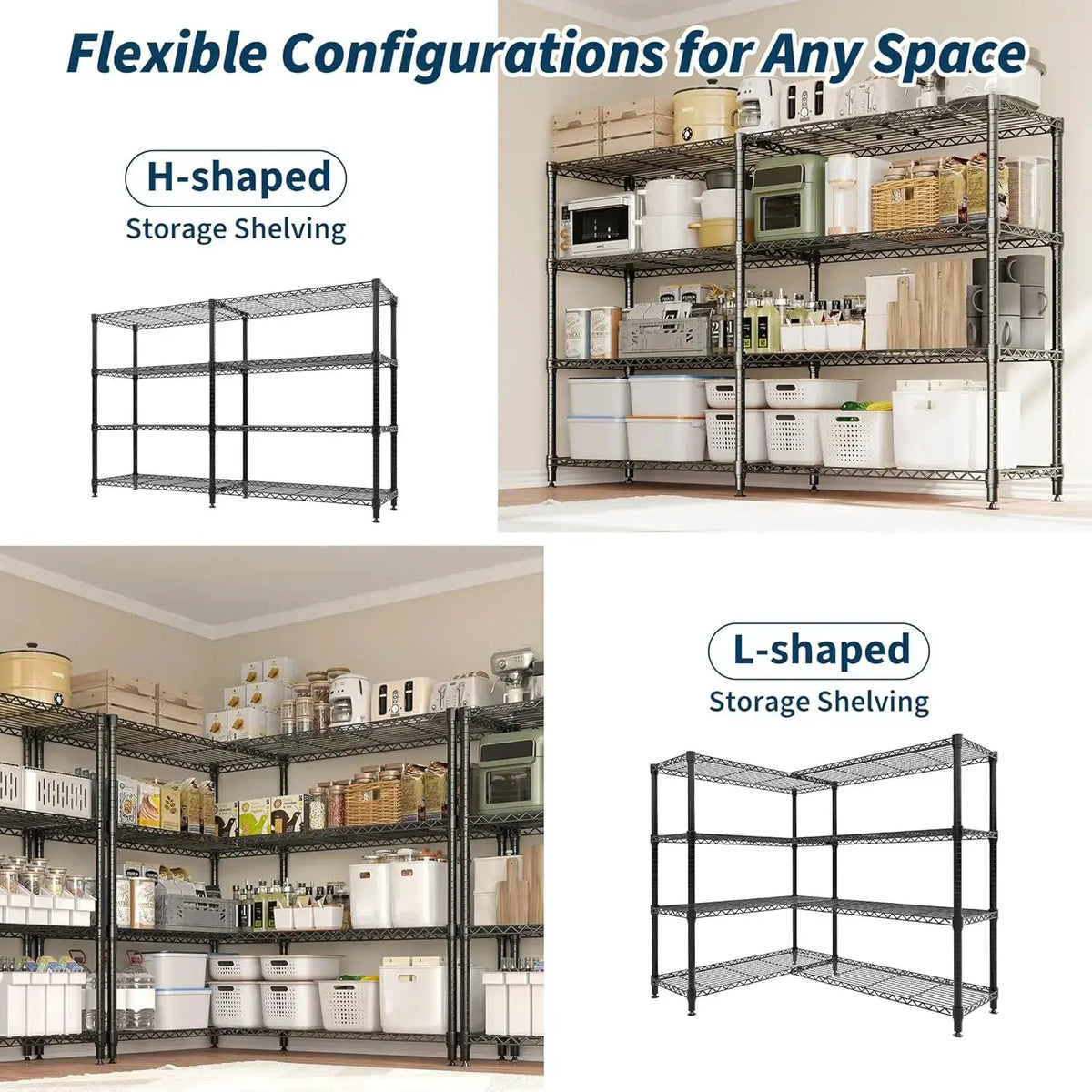 Heavy Duty Storage Shelves 4/5 Tiers Metal Shelving Unit Adjustable Organization Pantry Shelves for Kitchen Garage Commercial from PriceLows™