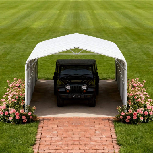 Heavy-Duty Outdoor Galvanized Steel Carport | Steel | Outdoor Living Use | Outdoor Living
