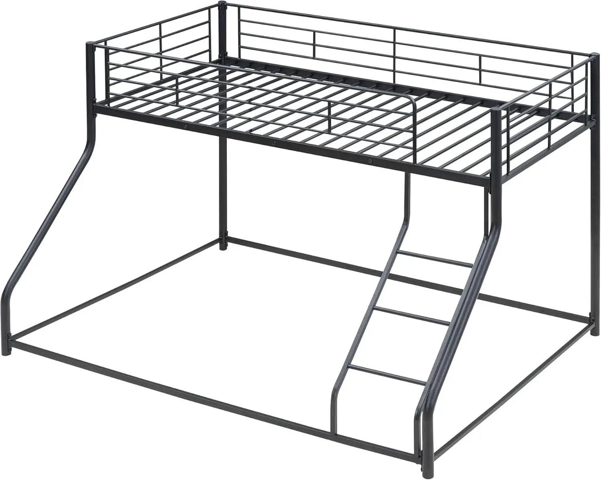 Heavy Duty Twin Over Queen Metal Bunk Bed In Black from PriceLows™