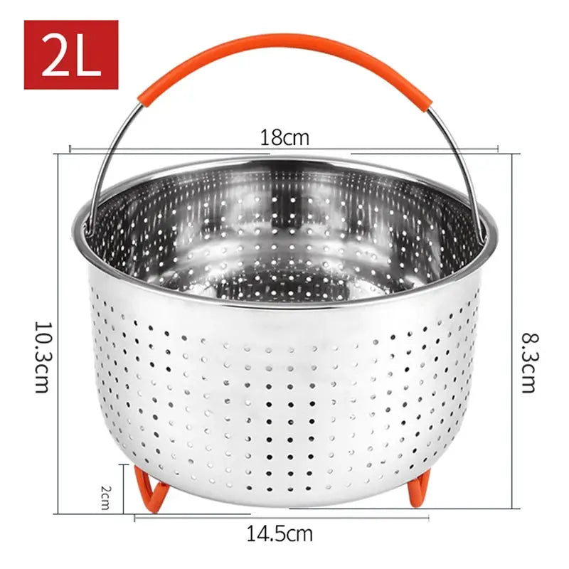 Stainless Steel Steamer Basket | 304 Grade | Silicone Covered Handle | 1.5L-8L