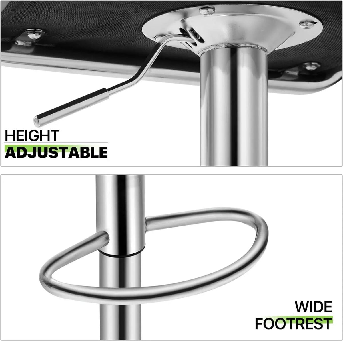 Height Adjustable Grey PU Leather Bar Stools Set Of 2 from PriceLows™
