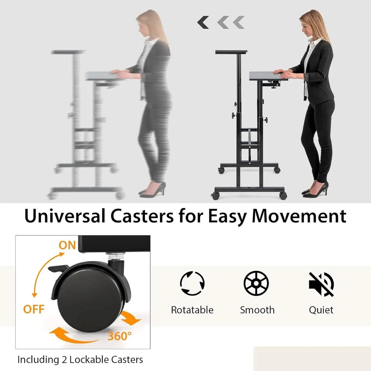 Height Adjustable Mobile Desk with Tilting Top and Wheels from PriceLows™