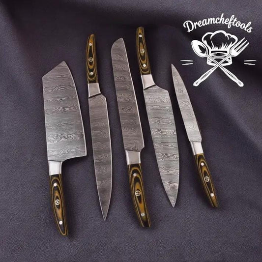 HexClad Knives Alternative 13” Handmade Damascus Steel Chef Knife with Micarta | 8 Inch | Damascus Steel | Kitchen Knives Set