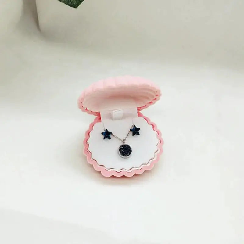 Flock Suede Velvet Flip Child Kid Necklace Earring Stud Finger Ring Exquisite Shell Starfish Crown Jewelry Box Jewel Case from PriceLows™