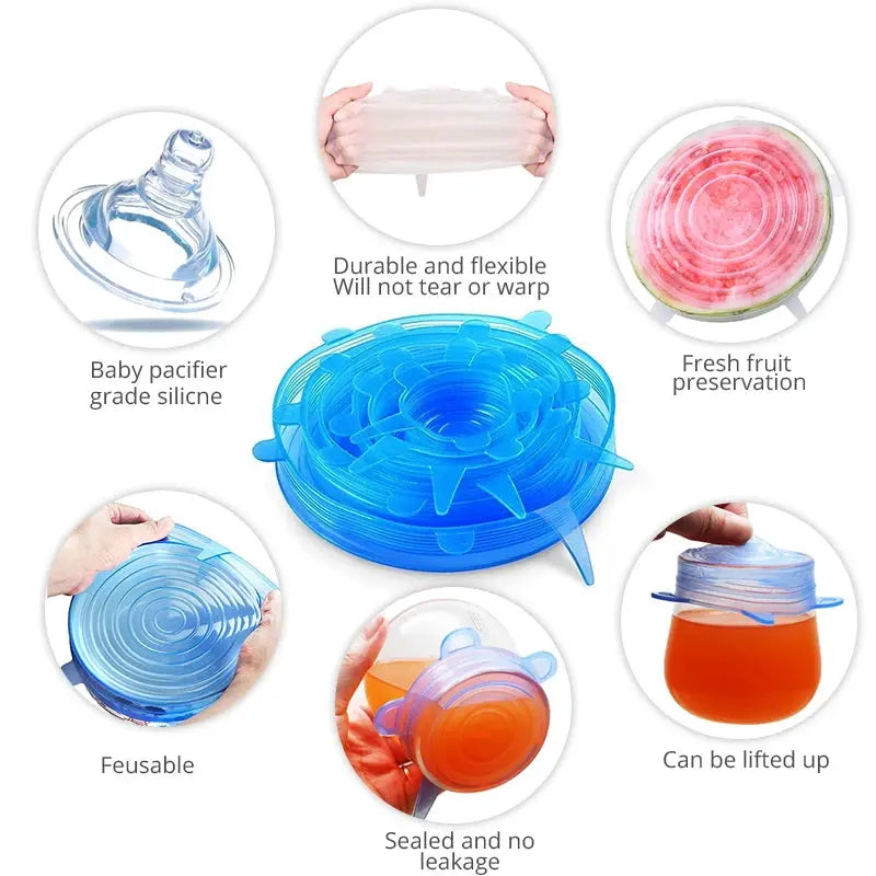 Silicone Stretch Lids | Food Grade | Universal Size | 6 To 12 Piece Set